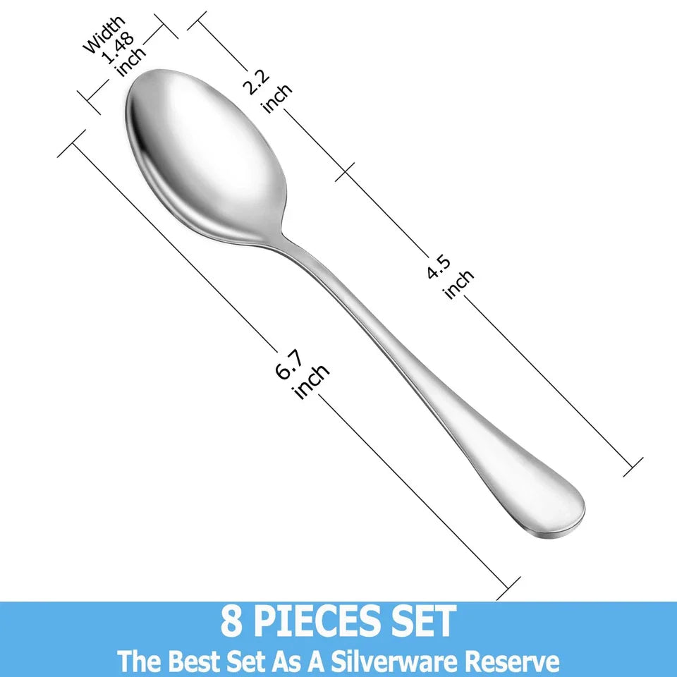 8 Piece Teaspoons Set,Food Grade 18/10 Stainless Steel Tea Spoons,Durable Small