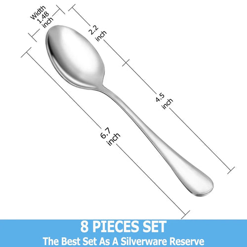 8 Piece Teaspoons Set,Food Grade 18/10 Stainless Steel Tea Spoons,Durable Small